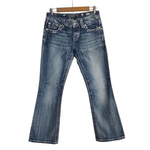 Miss Me Women's Blue Embroidered/Embellished Boot cut Jeans Size 27